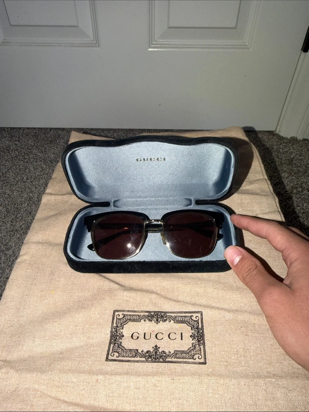 Gucci Brown Lens Sunglasses with Gold Accents